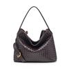 Borsa Tote Intrecciata di Grande Capacità da Donna Morbida Texture Scamosciata Tracolla Spalla Stile Retrò Uso Quotidiano