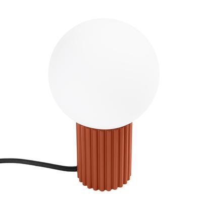 Modern Desk Lamp, Red Ochre, Grooved Body, White Glass Ball, Switch for Hallway, Living Room, 1xG9 8W, HALO Sollux Lighting
