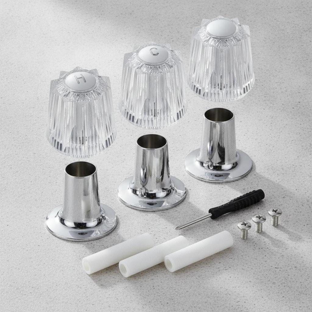 3 Pieces Shower Knob Replacement Kit Long-Lasting 12-Tooth Valve Handle And