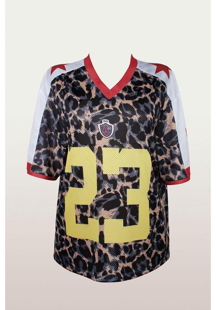 Camiseta Retro de Manga Corta con Cuello en V y Estampado de Leopardo para Mujer