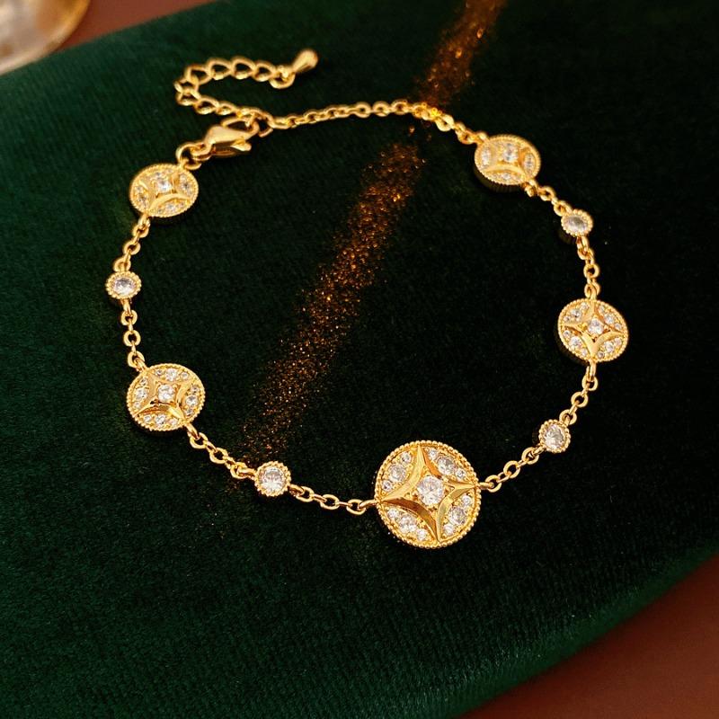 K real gold electroplated zircon mango bracelet French retro light luxury high-end bracelet design niche jewelry
