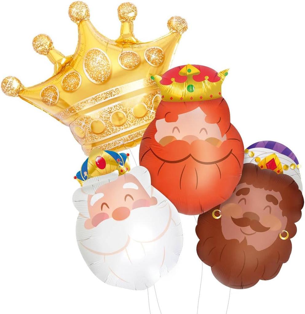 1set Kings Balloons King's Head Crown Aluminum Film Balloon Baby Shower Birthday Party Jesus Decorat King Christmas Gift Globos