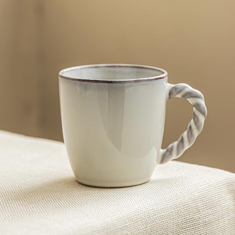 Baifenbai Home Furnishing Design Sense Twist Handle Mug Make Old Kiln Change Cup Household Cup Ceramic Cup Office Water Cup