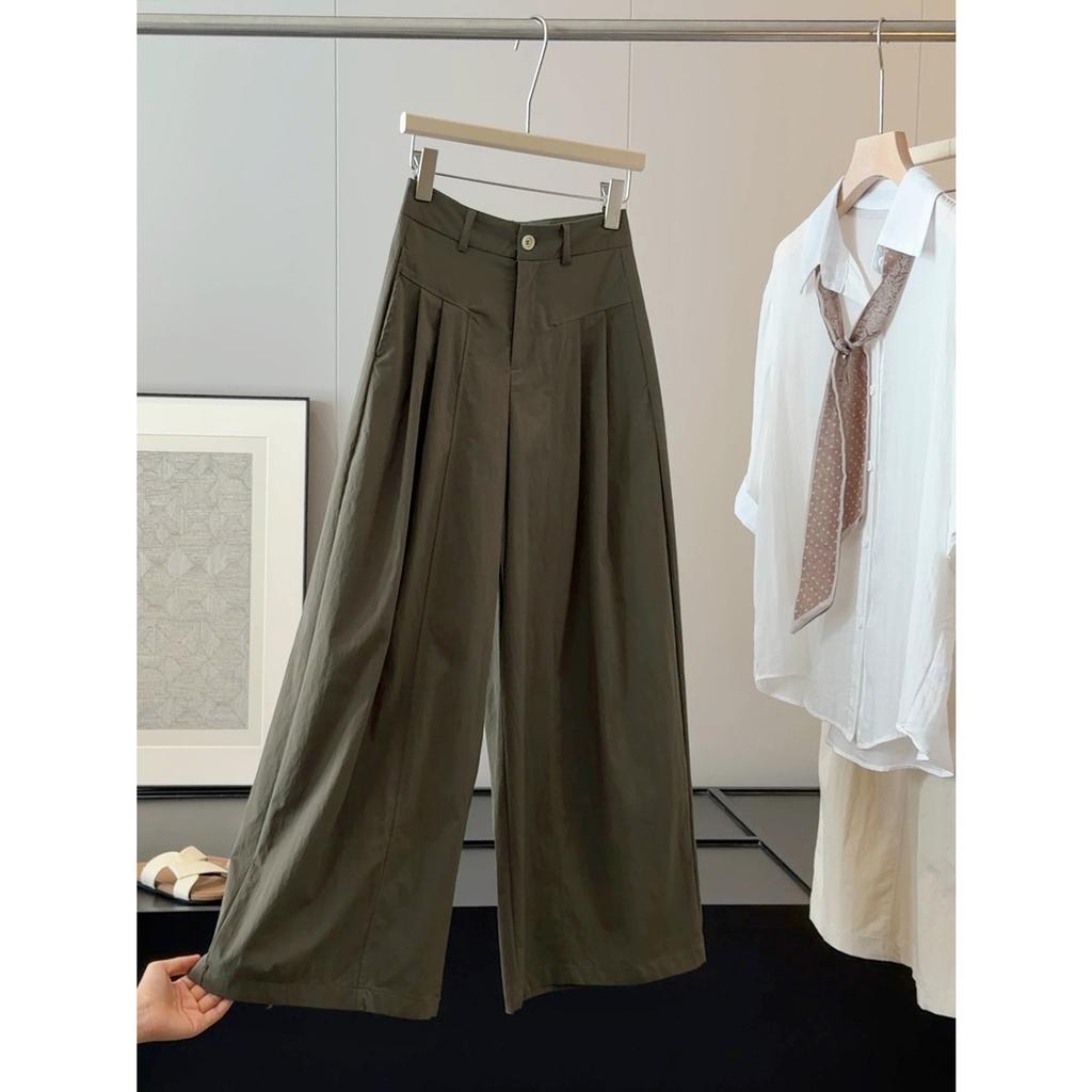 Women's High Waist Wide Leg Pants Pleated Flowy Casual Trousers Bottoms Loose