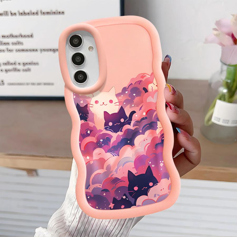 Black Cat Starry Night Case for Samsung Galaxy A15 A13 A12 A16 A52 A21s A11 A14 Soft Phone Cover A53 A06 A23 A04 A05 A22 A03 A33