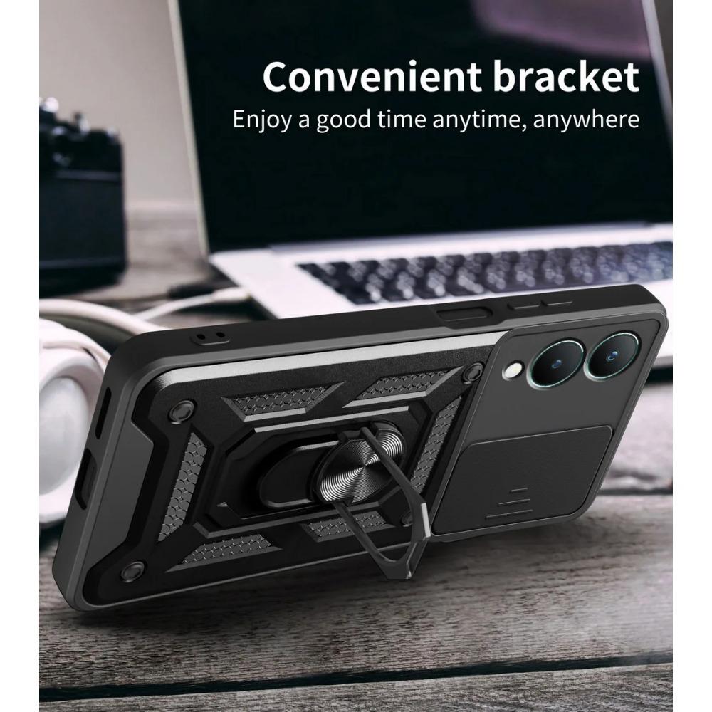 Military Armor Holder Camera Protect Case for VIVO Y28 Y03 Y100 Y02 Y17S Y27 Y36 Y35 Y16 Y22 Y21 Y55 Y33S Y33 Y31 Y51 Y20 Hybrid Ring Stand Back Cover