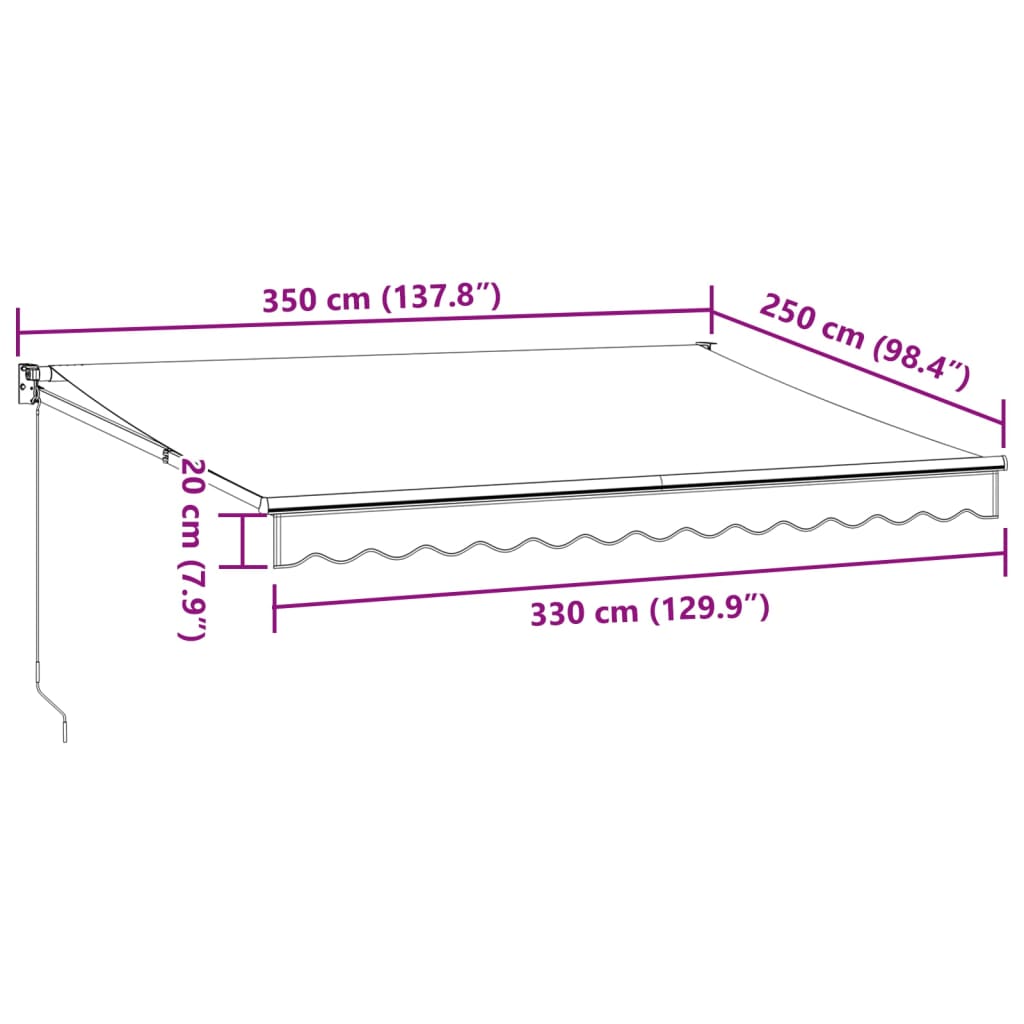 Manual Awning Burgundy Red 350x250 Cm