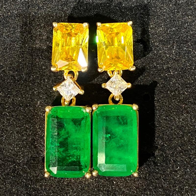 Gica Gema Emerald Earrings For Women 925 Sterling Silver Unique Design Romantic Fine Earrings Jewelry Wedding Party Gifts New Trend