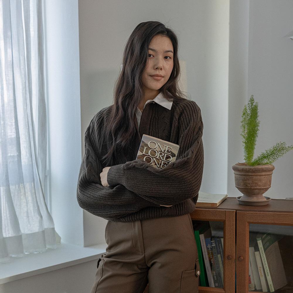 Laengsseon Ls_Fake Two-Piece Shirt Knit Top_2Color