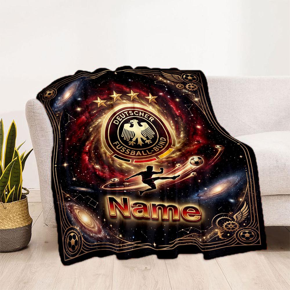 German Football Crest Artwork Personalized Text Blanket Gift Personalized Blanket Comfortable Suitable for Livingroom Sofa Living Room Home Decor