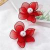 Mesh Petal Stud Earrings Fabric Mesh Stud Earrings Gifts Pearl Geometric Earring
