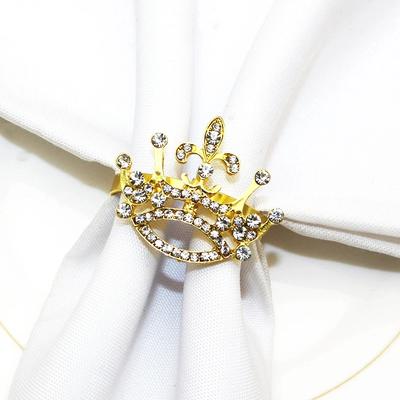 10PCS Style Personalized Diamond Crown Napkin Rings Metal Napkin Holder for Wedding Table Decoration Christmas Home Decoration