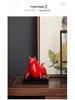 Red Ceramic Ox Figurine: Spirit-Soaring Handicraft for Home or Office Decor