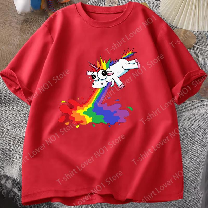 Cartoon Rainbow Unicorn Printed Tshirts Retro Style Women Unisex Shirt Tee Unicorn Graphic T Shirt Casual Top Cool Summer T Shirts