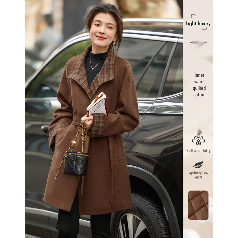 

Women s Elegant Mid-length Wool Blend Coat L