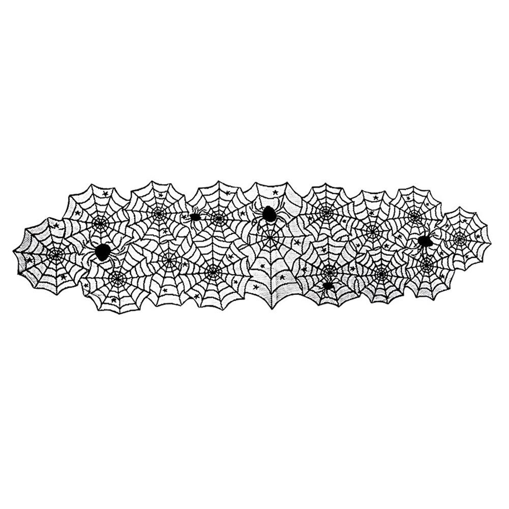 Black Lace Halloween Spiderweb Table Runner - European & American Style