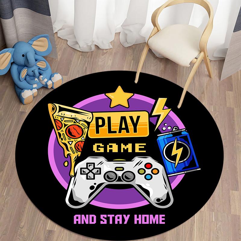 Gamepad Round Carpet for Living Room Mat for Children Carpet Floor Rug Bath Mat Bedroom Carpet for Children's Room Doormat