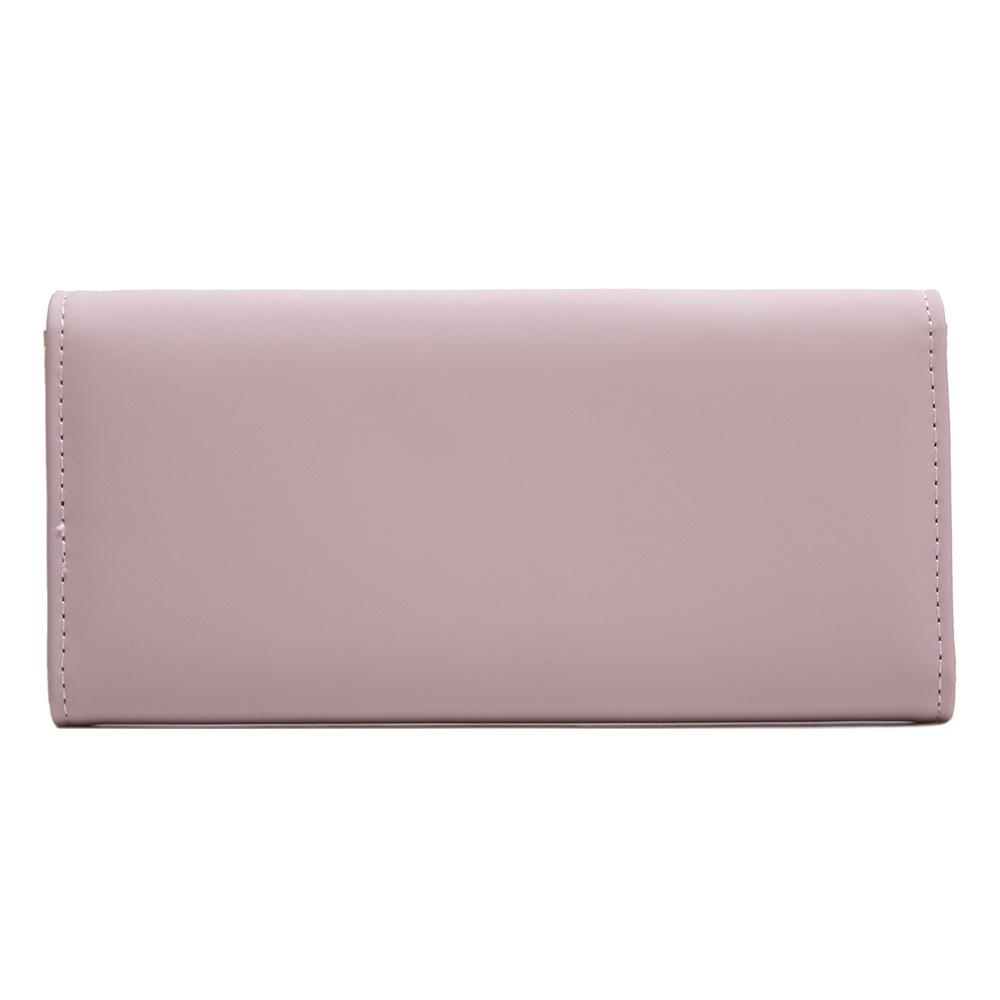Women's Large Capacity PU Leather Long Wallet, Solid Color with Leaf Buckle – Japanese/Korean Style Clutch