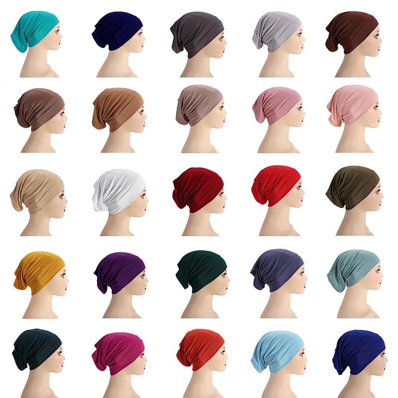 Weiß Beige Rot Grau Damen Innen Hijab Kappe Muslimischer Turban Islamische Unterkappe Weibliches Stirnband Turbante Mujer
