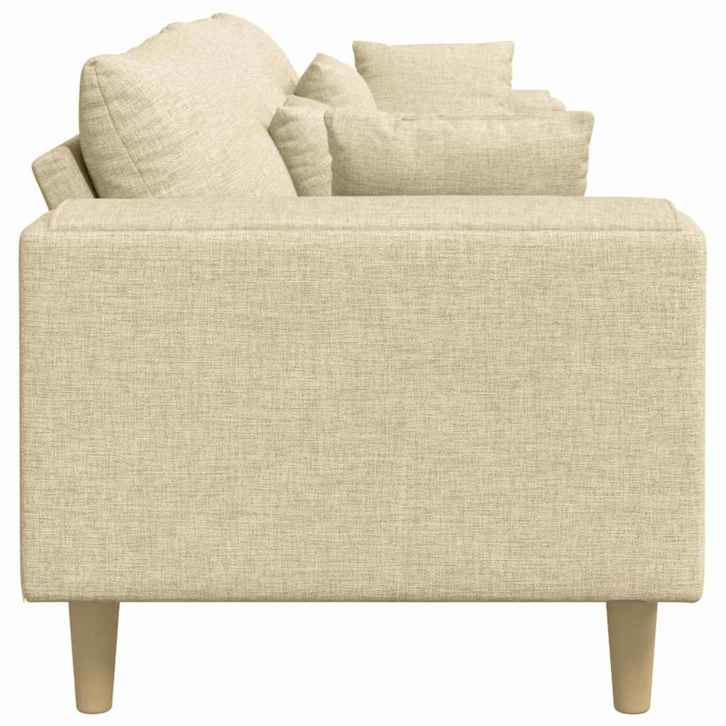 Cream Sofa with Cushions 250 x 77 x 76 cm Fabric