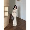 Ilya Slanted Shoulder Waist Long-sleeved Suit Skirt Women, Autumn French Design Skirt Suit