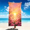 Large Microfiber Beach Towel, Bohemian Tropical Sunset Palm Print, Sand Free & Quick Dry, for Exotic Summer Beach Use