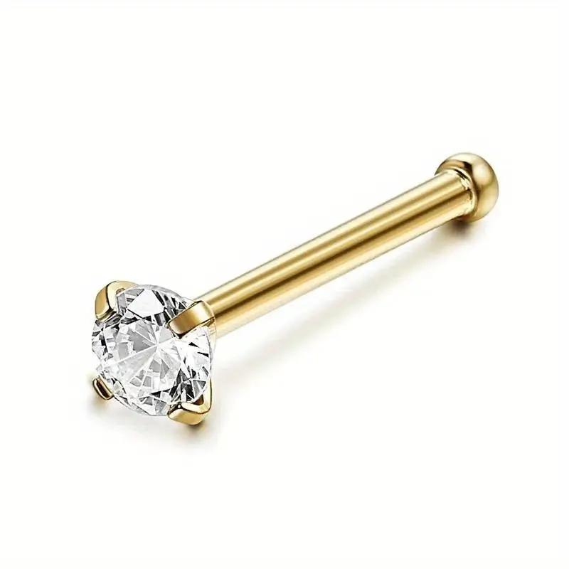 1Piece Surgical Steel Crystal CZ Nose Ring L Shape Nose Studs Square Nostril Nose Piercing Body Jewelry Nariz Lote For Women