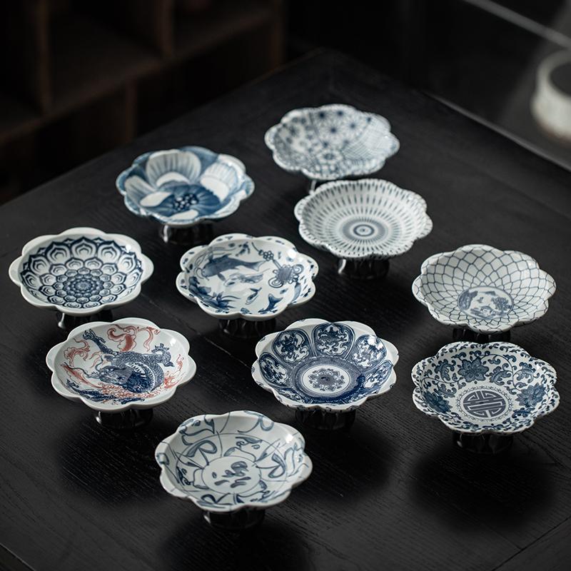 Chinese Blue and White Porcelain Fruit Plate Living Room Office Table Dessert Candy Cake Tea Tray Delicate Ceramic Snack Tray