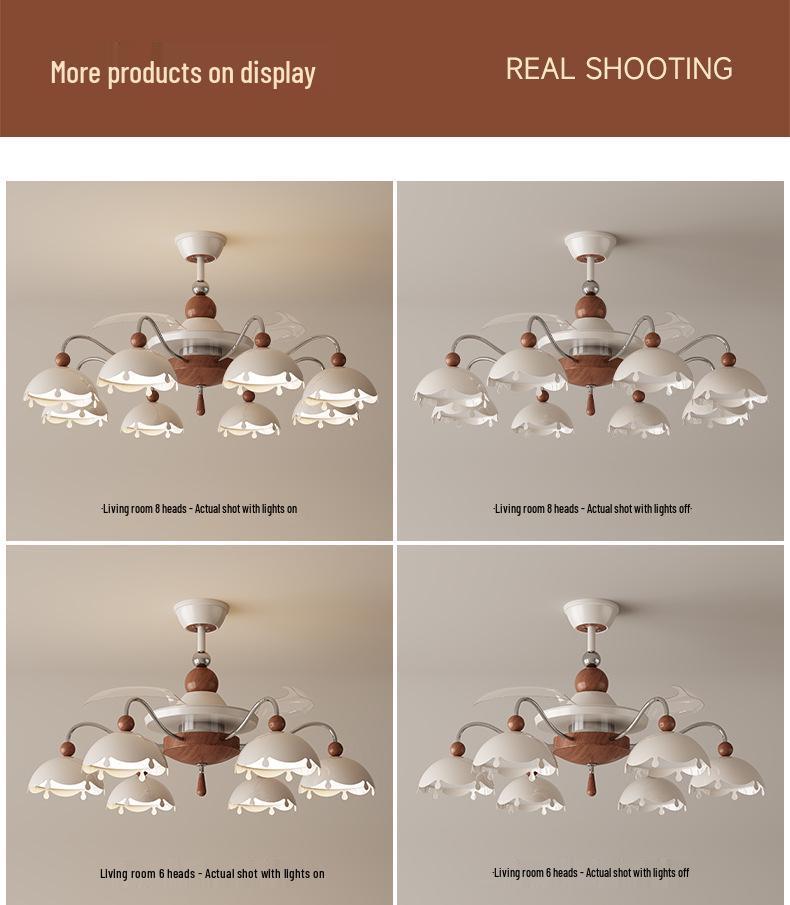 Creative French Chandelier Eggshell Fan Light for Living Room & Bedroom