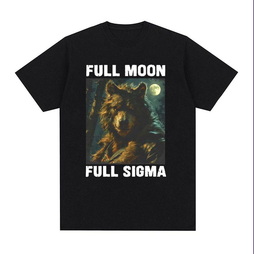 Unisex Clothing Unisex Funny Alpha Unisex Werewolf Graphic T Shirts Full Moon Full Sigma Meme Tshirts Unisexs Casual Cotton Oversized S
