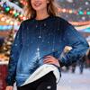 Women's Fashion Casual Long Sleeve Christmas Printed Round Neck Plus Velvet Thickened Sweatshirt