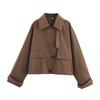 European and American style, new women's clothing, fashionable retro solid color lapel slanted placket short trench coat