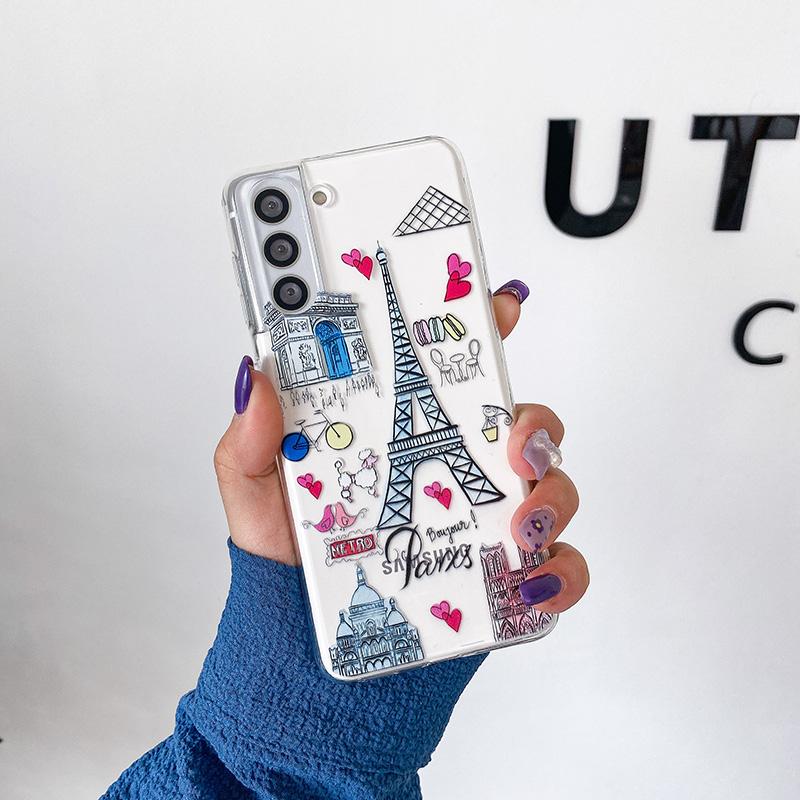 Custodia per telefono con illustrazione di città romantica retrò per Samsung Galaxy S22 Ultra S21 Plus S20 Fe S10 Note 20 A32 A52 A72 5g Cover in TPU