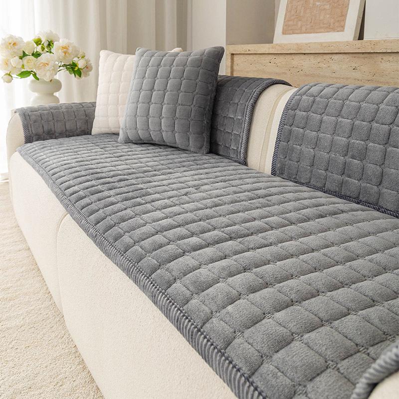 Thickened Non-slip Flannel Sofa Mat & Plush Seat Cushion for Autumn and Winter