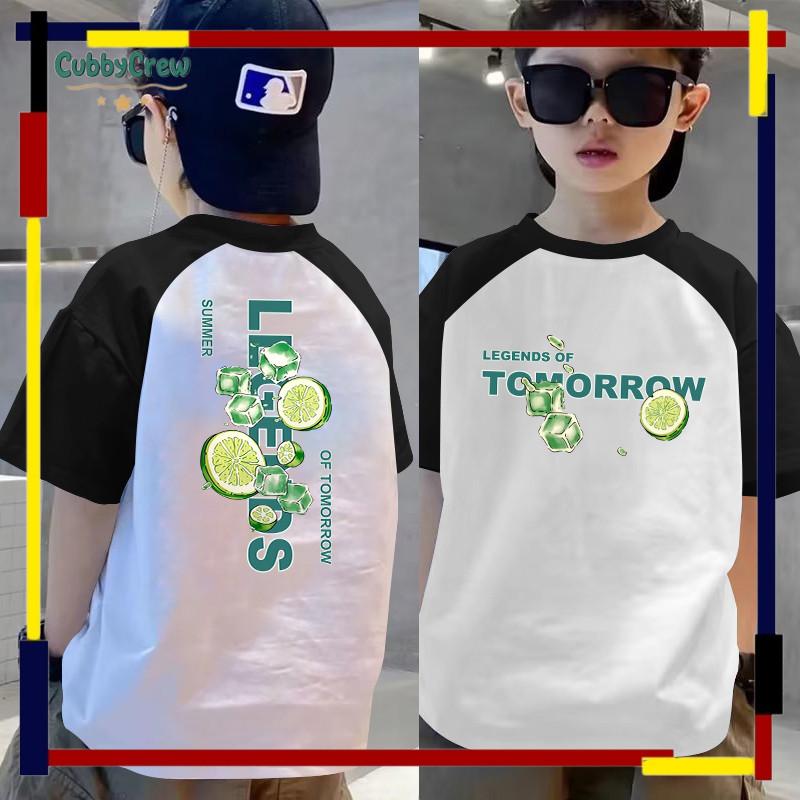 

New fashionable and cool printed children s round neck color top 140