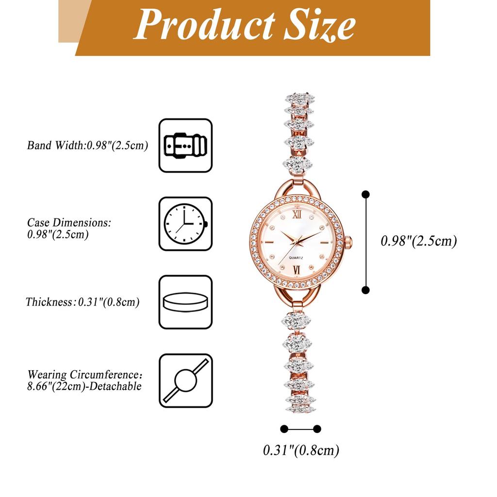 Wristwatch with Cute and Analog Stylish Quartz Fashion Accessory Perfect Gift for Day Ladies' Bracelet, Sparkling Diamond, Display, Waterproof,