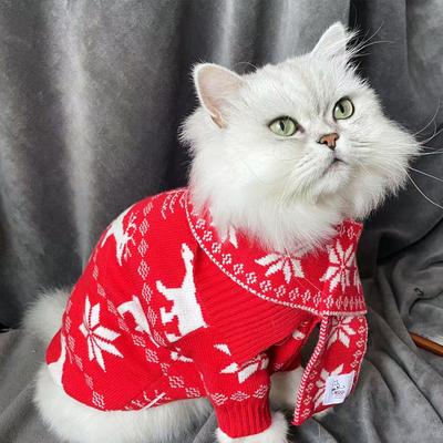 2022 Neuer Herbst- und Winter-Haustierpullover Weihnachtsbekleidungsset Schal Hund Katze Bigbear Teddy Kleidung