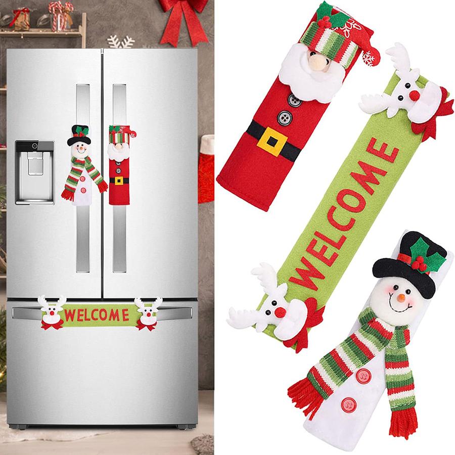 3pcs Christmas refrigerator handle cover, Christmas decoration, indoor home decoration, Christmas kitchen decoration