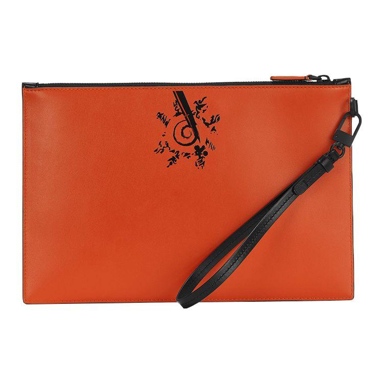 Montblanc X Naruto Collaboration Brand Print Zipper Crossbody Clutch Men bags Black Red 129708