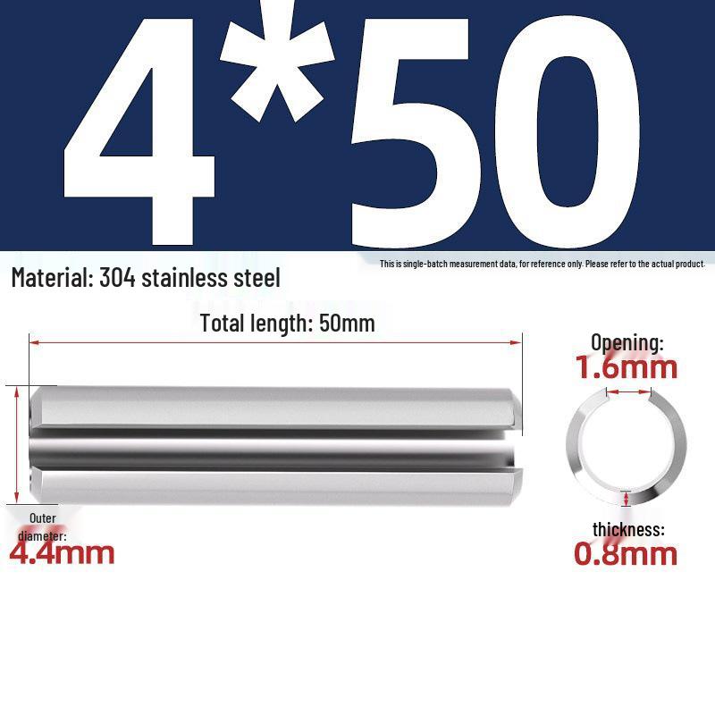 304 Stainless Steel Slotted Spring Pin, Cylindrical Shaft Pin, Locating and Hollow Pin (M5-M12)