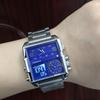 Temeshi 8160 Square Waterproof Watch Three-Time Large Dial Men'S And Women'S Electronic Watch Luminous Chronograph