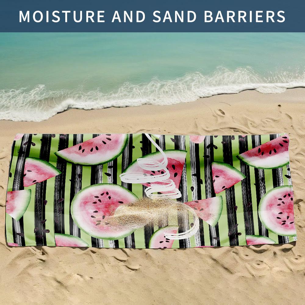 Watermelon striped printed beach towel seaside vacation double-sided velvet quick-drying beach towel absorbent towel