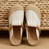 Johnature Sommerschuhe Damen-Hausschuhe, gestreift, Baumwolle, Hanf, außerhalb, flach, mit Freizeit, prägnante Damen-Hausschuhe