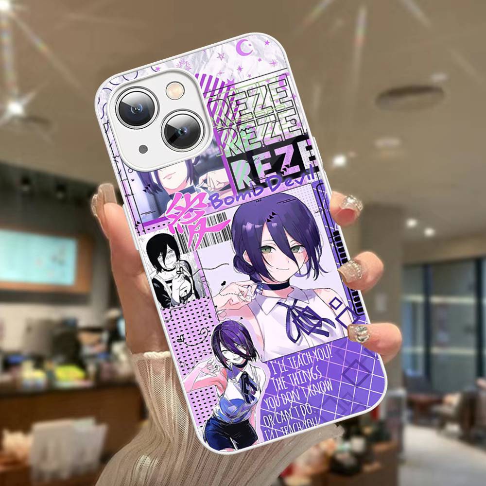 Action Anime Chainsaw Man Reze Arc Gehärtetes Glas Für Iphone 14 13 12 11 Pro Mini XS MAX 14Plus X XS XR Hülle