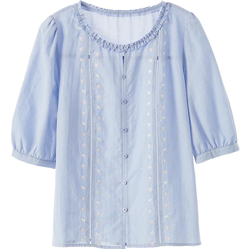 Betu Women s Lyocell Blend Lightweight Shell Embroidered Shirt L