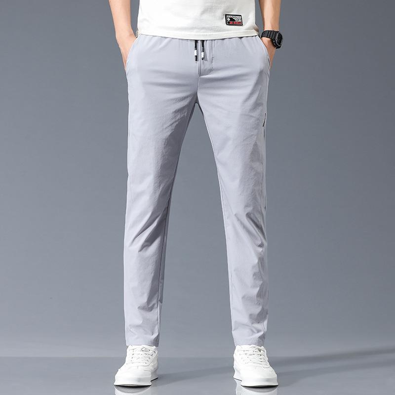 2023 Men's Ice Silk Quick-Dry Straight Loose Pants - Comfortable, Elastic, Slim Fit