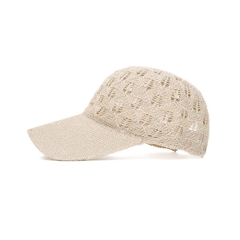 Summer Hollow Knitted Baseball Cap Women's Outdoor Sunscreen Sunshade Hat Breathable Cap Net Cap