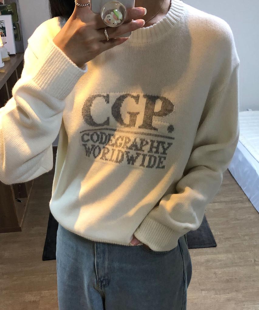 CGP (Women) Square Logo Knit_Cream