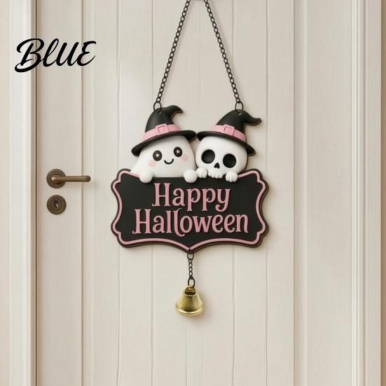 Indoor Wall Art for Holidays Halloween Cute Witch Hat Ghost Door Sign Wooden Hanging Decoration Sweet Ornament Doorbell Pendants Outdoor Home