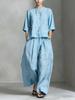 Completo Due Pezzi Donna Primavera/Estate Nuovo Casual Cotone Lino Camicia Pantaloni Larghi